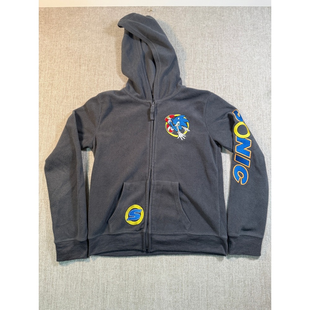 Sonic the Hedgehog Boys Fleece Zip Up Hoodie Gray Sega M6SB582 Size 14/16